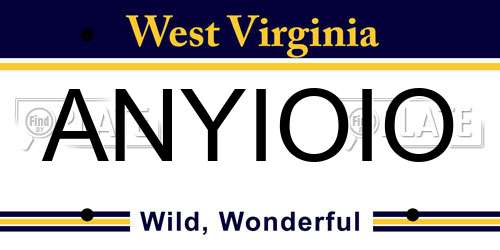 ANYIOIO West Virginia License Plate