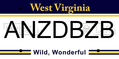 ANZDBZB West Virginia License Plate
