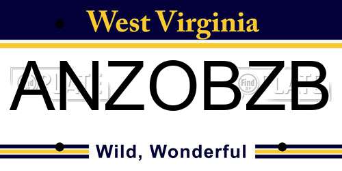 ANZOBZB West Virginia License Plate