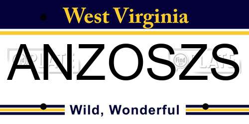 ANZOSZS West Virginia License Plate