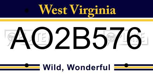 AO2B576 West Virginia License Plate