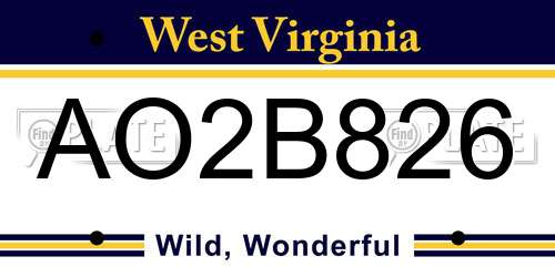 AO2B826 West Virginia License Plate