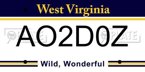 AO2D0Z West Virginia License Plate