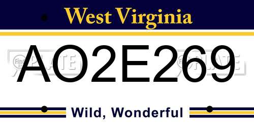 AO2E269 West Virginia License Plate