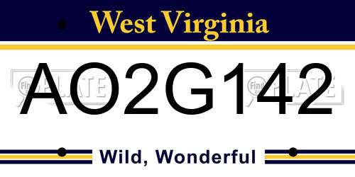 AO2G142 West Virginia License Plate
