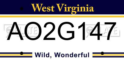 AO2G147 West Virginia License Plate