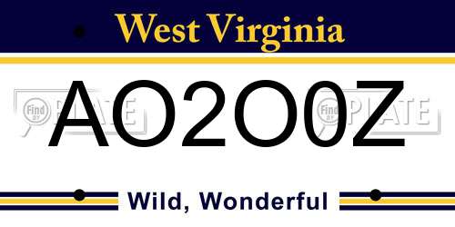 AO2O0Z West Virginia License Plate