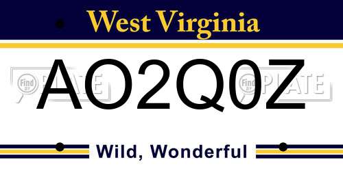 AO2Q0Z West Virginia License Plate
