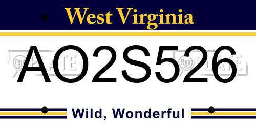 AO2S526 West Virginia License Plate