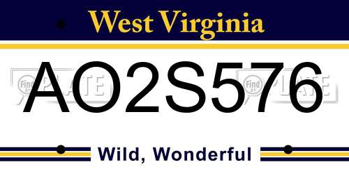 AO2S576 West Virginia License Plate