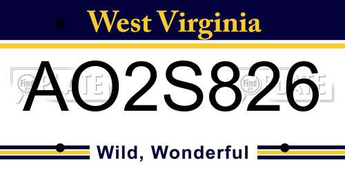 AO2S826 West Virginia License Plate