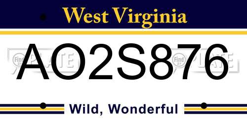 AO2S876 West Virginia License Plate