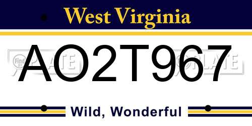 AO2T967 West Virginia License Plate