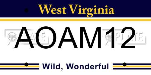 AOAM12 West Virginia License Plate