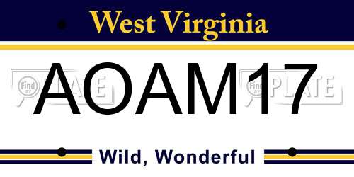 AOAM17 West Virginia License Plate