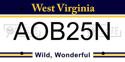 AOB25N West Virginia License Plate