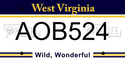 AOB524 West Virginia License Plate