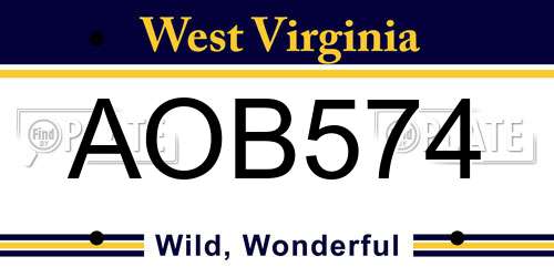 AOB574 West Virginia License Plate