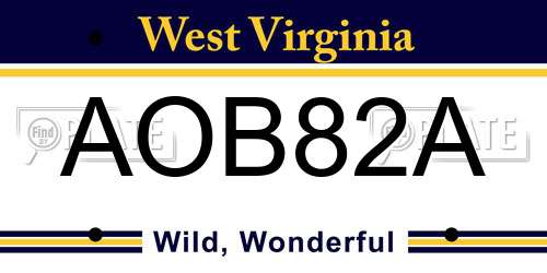 AOB82A West Virginia License Plate