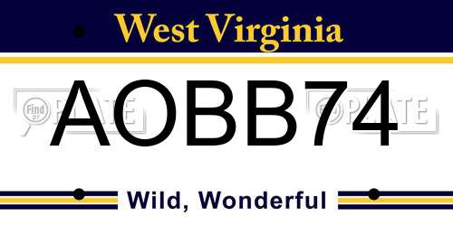 AOBB74 West Virginia License Plate