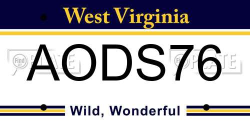 AODS76 West Virginia License Plate