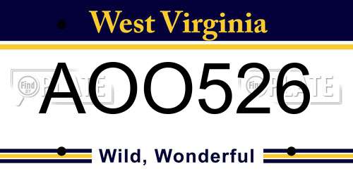 AOO526 West Virginia License Plate
