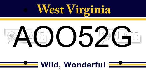 AOO52G West Virginia License Plate