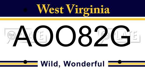 AOO82G West Virginia License Plate
