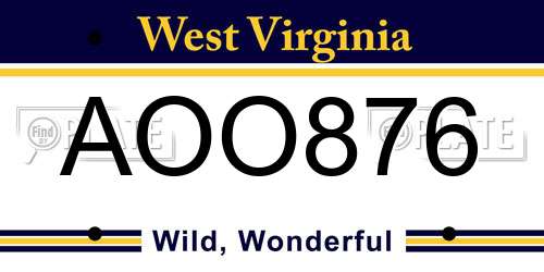 AOO876 West Virginia License Plate