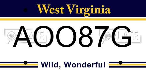 AOO87G West Virginia License Plate