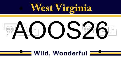 AOOS26 West Virginia License Plate