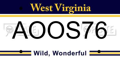 AOOS76 West Virginia License Plate