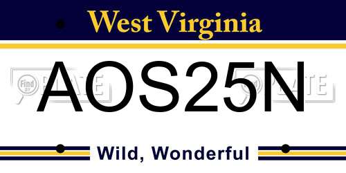 AOS25N West Virginia License Plate