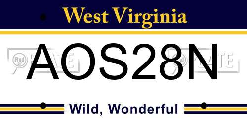 AOS28N West Virginia License Plate
