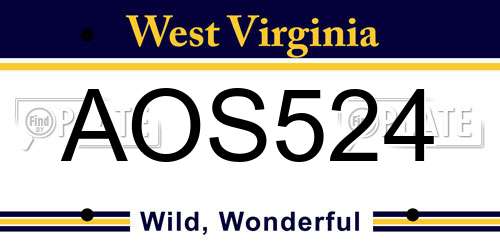 AOS524 West Virginia License Plate