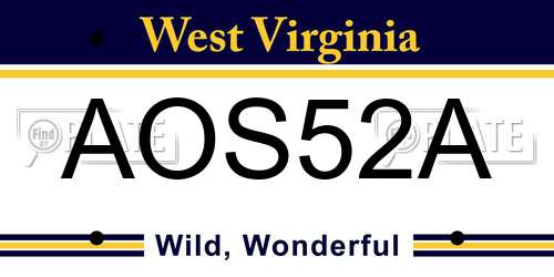 AOS52A West Virginia License Plate