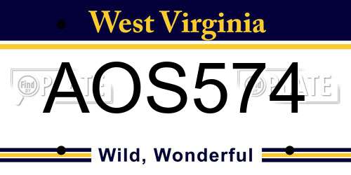 AOS574 West Virginia License Plate