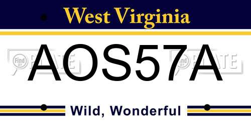 AOS57A West Virginia License Plate