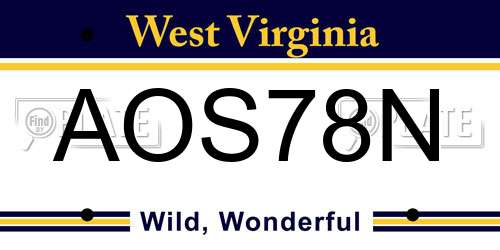 AOS78N West Virginia License Plate