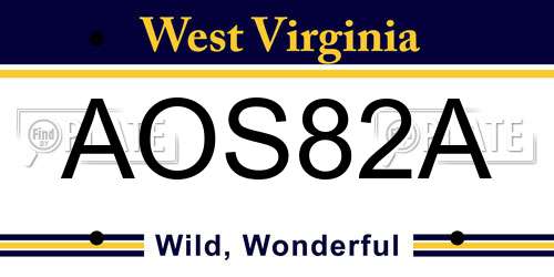 AOS82A West Virginia License Plate