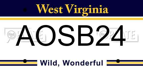 AOSB24 West Virginia License Plate