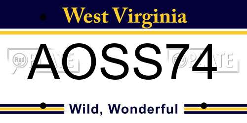 AOSS74 West Virginia License Plate