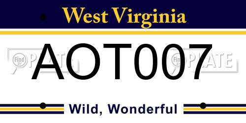 AOT007 West Virginia License Plate