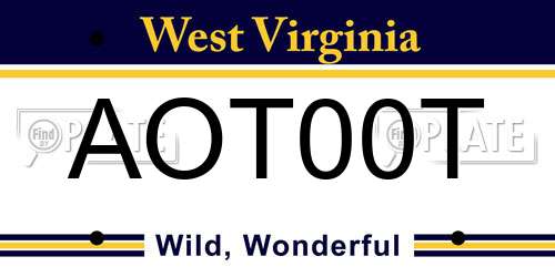 AOT00T West Virginia License Plate