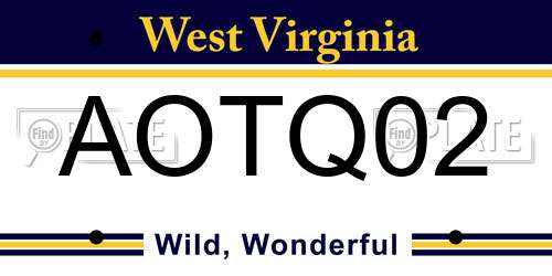 AOTQ02 West Virginia License Plate
