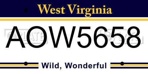 AOW5658 West Virginia License Plate