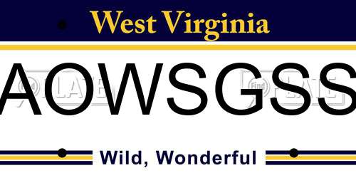 AOWSGSS West Virginia License Plate
