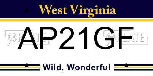 AP21GF West Virginia License Plate