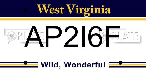 AP2I6F West Virginia License Plate