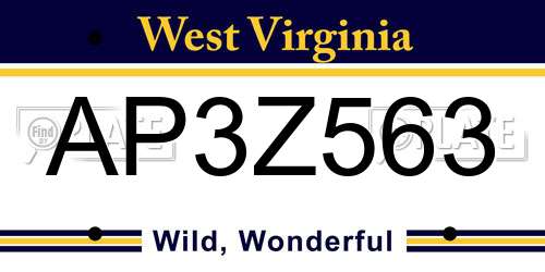 AP3Z563 West Virginia License Plate